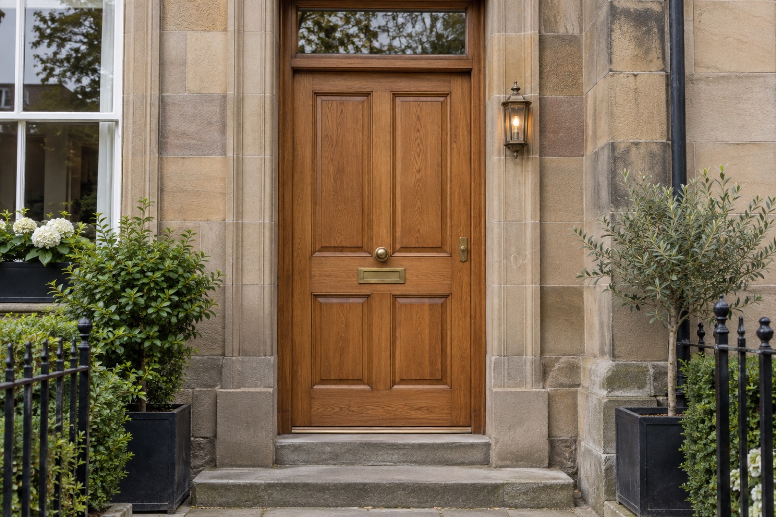 Illustrative timber entrance design, not an Ultimate Home Solutions installation