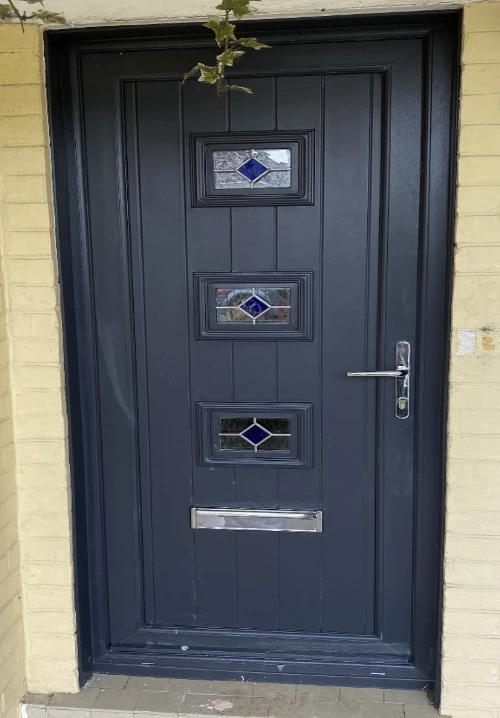 Grey entrance door design example
